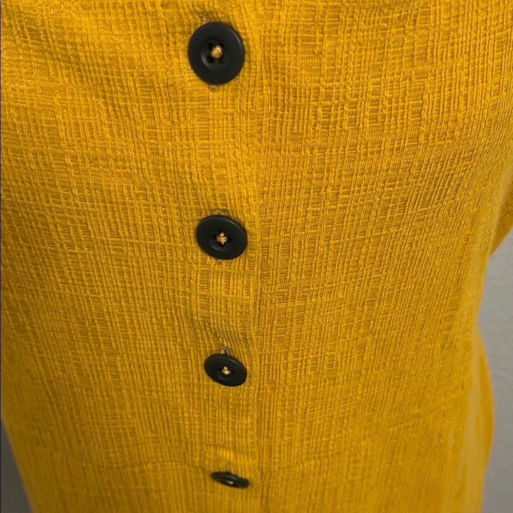 🎉3/$30 Madewell Yellow Gold Sleeveless Square Neck Midi Dress Button Down - Picture 4 of 7